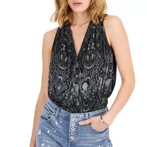 INC Women's Surplice Smocked-Hem Top, Painted Desert, S - NEW with tags